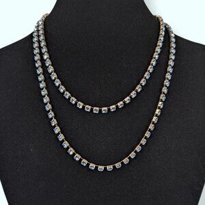 (2/$20) Long Blue Rhinestone Chain Necklace